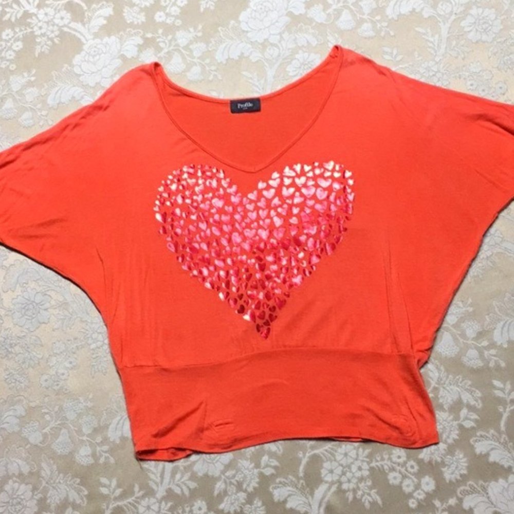 Coral Crop Top w Batwing Sleeves 💕